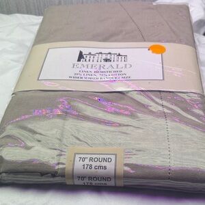 Emerald Beige Hemstitched Tablecloth